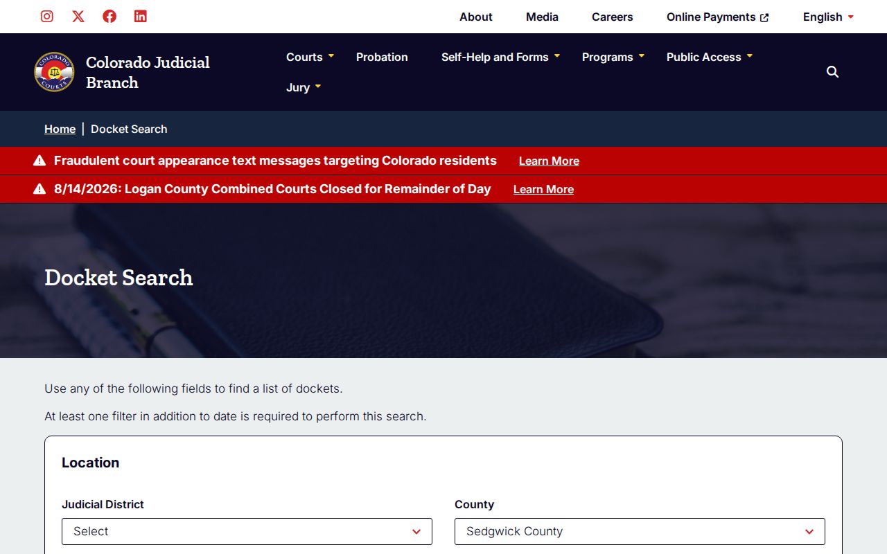 Sedgwick County court schedule County Court calendar