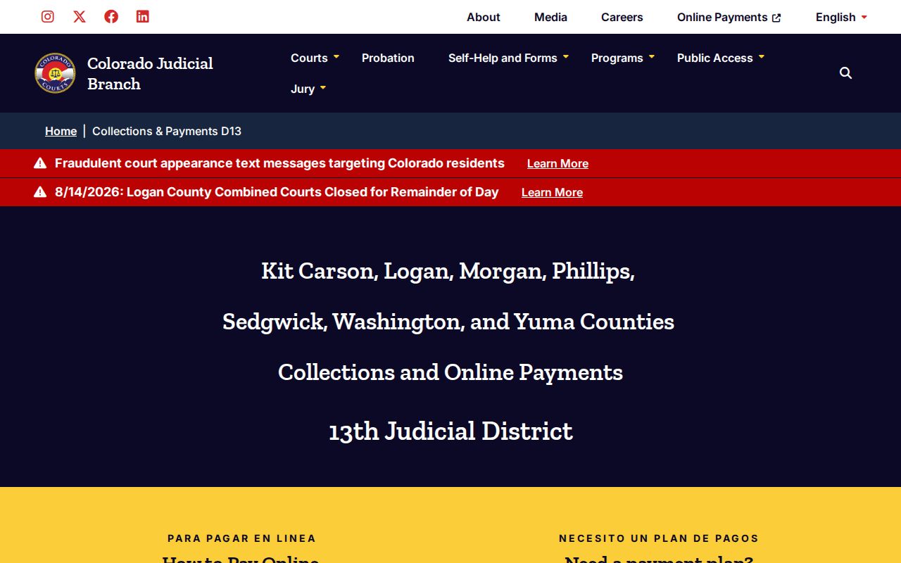 District 13 payment information separate from Sedgwick County criminal dockets
