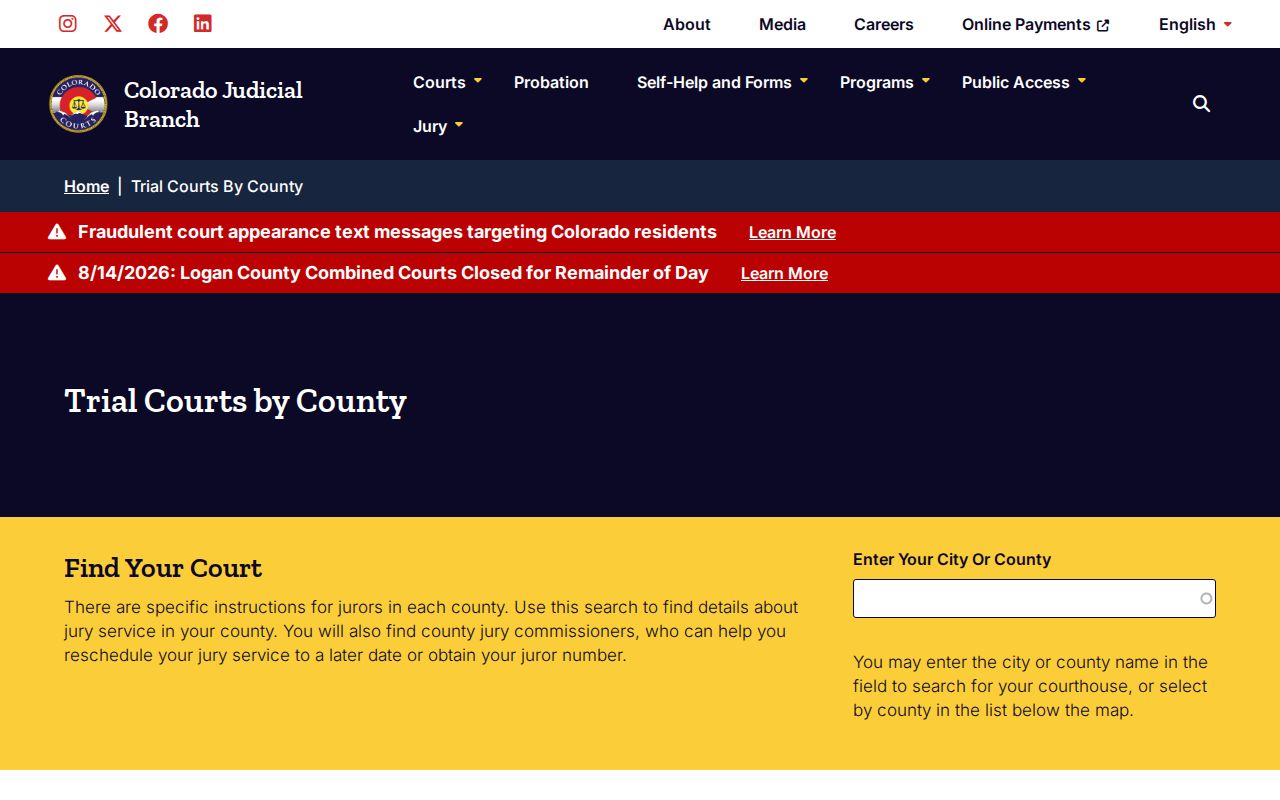 Colorado trial-court structure for Sedgwick County court dockets