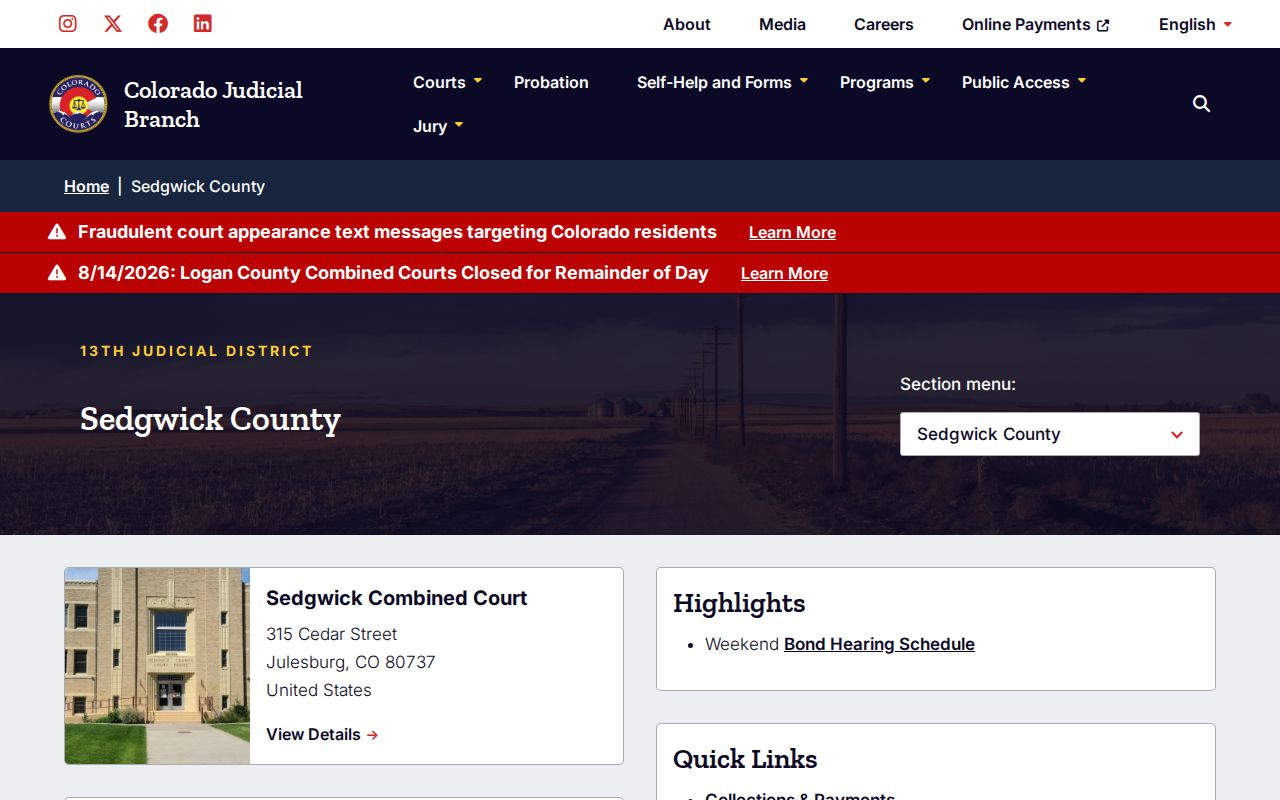 Sedgwick County court docket services on the official trial-court page