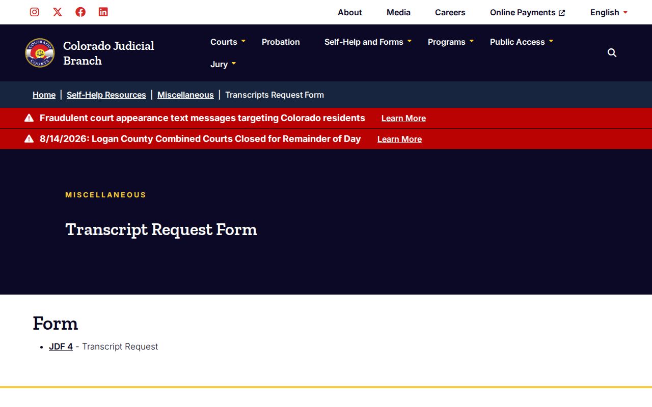 Sedgwick County court records transcript request guidance